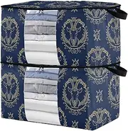 sanluoli 90L 2 Pack Underbed Storage with Reinforced Handles, clear window Garment Bag Closet Storage