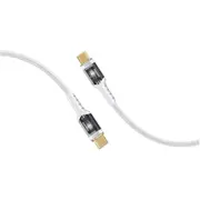 Promate LUCIDLINE-CC200W 100W PD - 480Mbps USB-C Cable - 2m - White Transparent Connectors - LED Light - Gold Plated Connectors - Data & Charge [LUCIDLINE-CC200W]