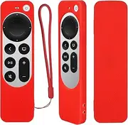 Protective Silicone Remote Case for 2021 Apple 4K TV Series 6 Apple TV Siri Remote 2nd Gen Remote, Shockproof, Washable and Skin-Friendly Cover Non-Slip with Frosted Texture (Red)