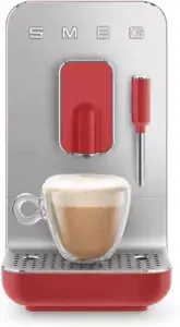 Smeg Compact Automatic Coffee Maker with Steam Function, Matte Red, with grinder