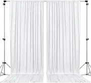 AK TRADING CO. 10 feet x 8 feet Polyester Backdrop Drapes Curtains Panels with Rod Pockets - Wedding Ceremony Party Home Window Decorations - White (DRAPE-5X8-WHITE)