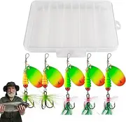Bass Spinner Baits, Sequin Lures Kit with Feathered Hooks, 5X Spinnerbait Jigs with Tackle Box, Fishing Accessories for Bass Trout Salmon Walleye