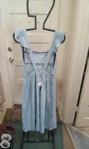 NWT Oliver Bonbas Sz 8 Akela dungaree Frill Dress blue -75 British Pound