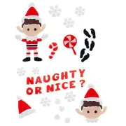 Christmas Elf Gel Window Stickers Decoration Set of 2 - Naughty or Nice