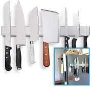 Elsavct Fridge Applicable Double Sided Knife Strip 17 Inch Stainless Steel Magnetic Knife Holder / Rack / Bar