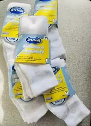 10 pr Dr. Scholl’s Diabetic Ankle Socks White Large New