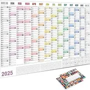 Yearly Wall Calendar | Annual Calendar With Colored Stickers | 74.2x52.5cm/29.21x20.67 Inch Thick Paper Calendar, Annual Wall Planner For- Home, Studio, Classroom