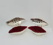 2 CONCH SHELL TRINKET BOXES (Silver Plated) & Lined 5.5" x 3.5" - NEW