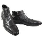 ERNESTO DOLANI MEN'S BLACK SOFT LEATHER WINTER ANKLE BOOTIE