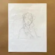 Esao Andrews Original Graphite Sketch Signed Portrait Untitled Art on Paper Rare