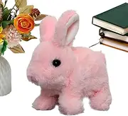 Realistic Interactive Bunny - Interactive Plush Toy Cute Stuffed Bunny - Educational Electronic Pet Toys Realistic Rabbit for Easter, Twitching Mouth, Wiggling Ears, Hopping