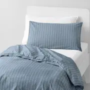 Sheridan Bayley Stripe Washed Percale Quilt Cover Set in Steel Blue Material: Cotton @Sheridan Rewards