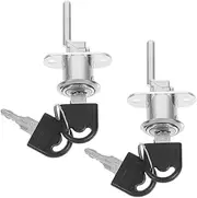 jojofuny 2pcs Metal Desk Locks: Filing Cabinet Drawers Lock Replacement for Wardrobe Furniture Locker Showcase with 4 Key Child Locks for Cabinets