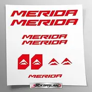 Sticker Set Compatible with Frame Merida New MTB Mountain Bike and Helmet | Sticker Sticker for Bicycle Lettering Logos | Stickersland® (Red Glossy)