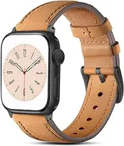 WJK Compatible with Apple Watch Series 10 9 8 7 6 5 4 3 2 1 SE and iWatch 38mm 40mm 41mm 42mm Women Men, Top Grain Genuine Leather Replacement Strap for Apple Watch Ultra/Ultra 2, Multi Colors