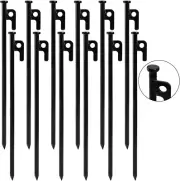 12 Pack Tent Stakes, 12 Inch Heavy Duty Forged Steel Tent Pegs, Non-Rust Metal G