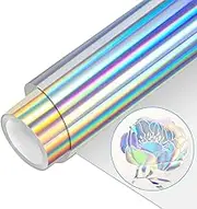 HTV PU Metallic Holographic Silver Roll Iron on Vinyl Easy to Cut & Weed Heat Transfer Vinyl DIY Heat Press Design for T-Shirts