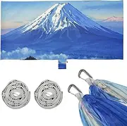 Blue Cartoon Mountain Scenery Hammocks for Camping with Tree Straps Rope Hammock for Outside Patio Garden