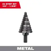 Milwaukee Black Oxide Step Drill Bit 1/4"-1-3/8" 3-Flat Power Tool Accessory