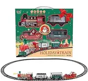 Electric Train Set,Model Train Kit for Christmas Tree with Light and Sound | Cargo Car Railway Tracks, Electric Locomotive for Kids