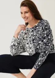 Phase Eight Mixed Squiggle Print Top White/Navy UK Size 8 #REF97