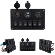 6-Gang Switch Control Panel LED Rocker Breaker Car Marine Boat Truck Ci .ac