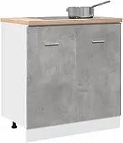 Sink Bottom Cabinet Concrete Grey 80x46x81.5 cm Engineered Wood,Kitchen Storage Cabinet with Two Doors and Ample Space Concrete Grey Engineered Wood Storage Cabinets
