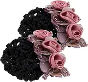 VINTORKY 2pcs Decorative Flower Hair Net Clips for Women Elegant Bun Hair Nets for Dance Strong Hold for Nurses Formal Occasions