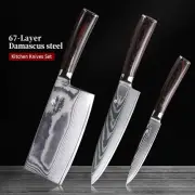 Chef Cleaver Utility Knife Set 67 Layers Damascus Steel VG10 Core Wood Handle L