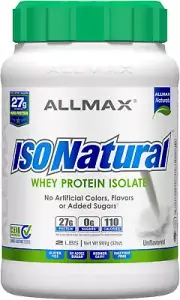 ALLMAX ISONATURAL Whey Protein Isolate, Unflavored - 2 Lb - 27 Grams of Protein