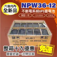 在飛比找蝦皮購物優惠-電電工坊 免運 整箱十入 湯淺YUASA NPW36-12 