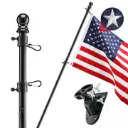 Flag Poles Kit 5Ft Flagpole with Bracket and Tangle Free Rings for Outdoor