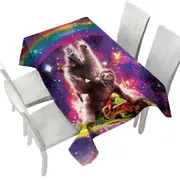 Cool Funny Crazy Art Space Cat Llama Sloth Riding Taco Tablecloth