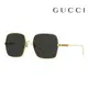 【Gucci】古馳 GG1434S 001 57mm 大鏡面 造型款太陽眼鏡 方框墨鏡 灰色鏡片/金框