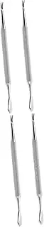 MERRYHAPY 2sets Professional Nail Tool Kit Silver Cuticle Remover Cuticle Pusher Nail File Buffer 2pcs*2