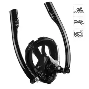 Full Dry Double Tube Silicone Snorkeling Mask - Adults & Kids - Swimming, Diving
