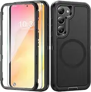 Mobile Phone Case for Samsung Galaxy S23 Plus 5G Case with Screen Protector, 360° Shockproof Robust Armour Case for Samsung S23 Plus 5G Case Cover Protective Case with Magnetic (Black, for Samsung