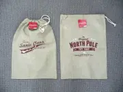 Christmas Burlap Drawstring Bag Gift Present Storage Sack 20" x 14" Beige NWT