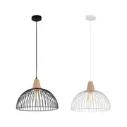STRAND Iron and Wood Dome Cage Pendant Light