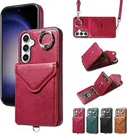[Asuwish] Mobile Phone Case for Samsung Galaxy S23 FE 5G Case with Film Screen Protector Band Ring Stand Card Slot Foldable Wallet S 23 S23FE 23FE Mobile Phone Cases Protective Women's Mobile Phone Case