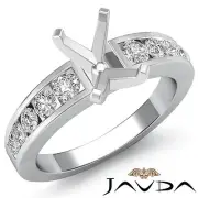 Diamond Engagement Emerald Semi Mount Ring Channel Setting 14k White Gold 0.7Ctw