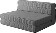 Furmax Folding Sofa Bed Chair, Fold Out Chair Bed, Twin Size Convertible Floor Sofa Foldable Mattress, Corduroy Sleeper Chair for Living Room Bedroom, Grey