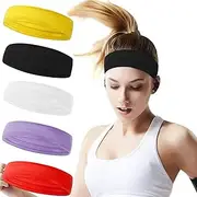 [ONEYE] Non Slip Workout Headbands Breathable Sport Sweatbands Soft Silicone Sport Headband Elastic Fitness Headband Exercise Hairbands for Outdoor Indoor Athletics with 5PCS