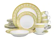 20 Piece Luxury Euro Porcelain Bone China Dinner Serving Dish Set for 4 - White