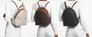 Michael Kors Sheila Medium Logo Backpack Brown Vanilla Black $498 NWT Packed