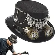 [Generic] Steampunk Hats for Women - Fashion Punk Cap - Removable Steampunk Top Hat with Goggles Halloween Dress Up Accessories for Men Women