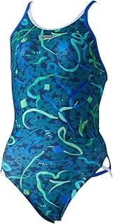 [Speedo] Women's STW02355 Fun Piece M X Leg Turns Suit Fan Piece M Cross Leg Turns Suit Nordic Teal/Green Medium
