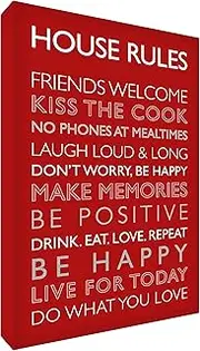 Feel Good Art Gallery Wrapped Box Canvas with Solid Front Panel Red, 60 x 40 x 4cm (Large)