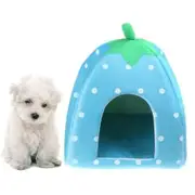 Soft Strawberry Pet Warm Cushion Basket Blue