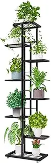 MTB Garden 8 Tier Metal Plant Stand for Indoor Outdoor Flower Pot Display Planter Shelf, Charcoal Grey